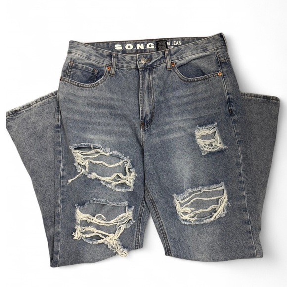 S.O.N.G Denim - Women’s Distressed Blue Jeans